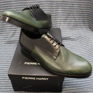 Pierre Hardy Black Calf and Olive Cordovan Leather Oxfords